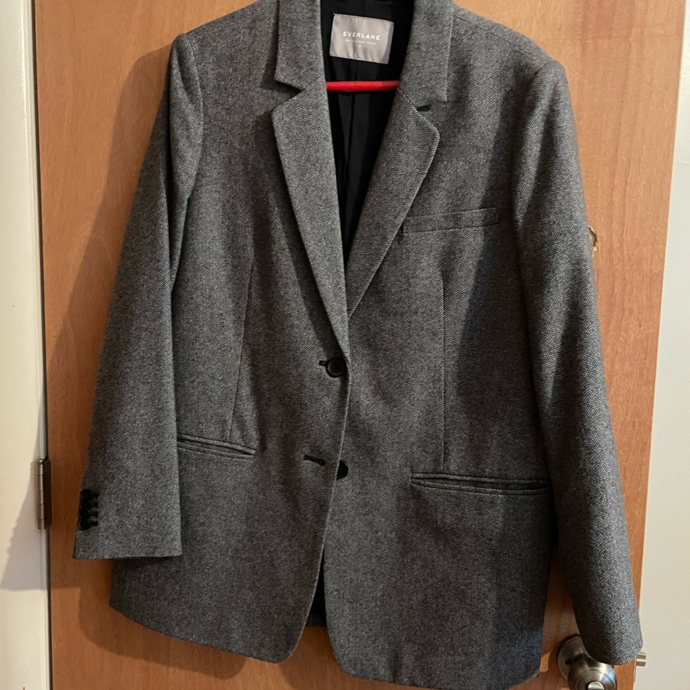Everlane Oversized Blazer Size 10 in Grey Herringbone